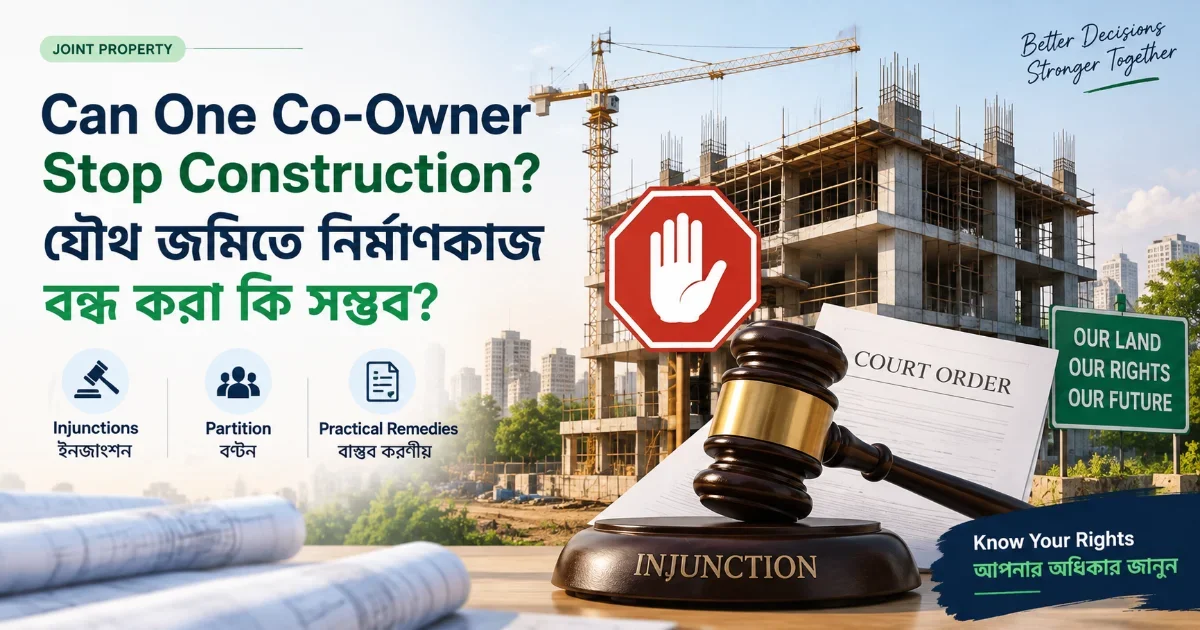 Can One Co-Owner Stop Construction on Joint Property in Bangladesh? Injunctions, Partition and Practical Remedies